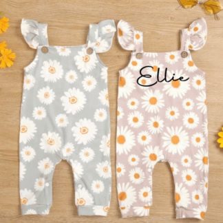 Daisy Long Leg Rompers Blue and Pink