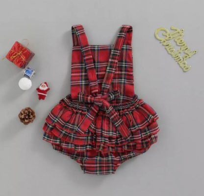 Personalised Christmas Tartan Romper Rear Design