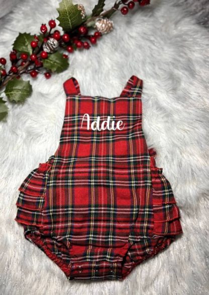 Personalised Christmas Tartan Romper Tartan