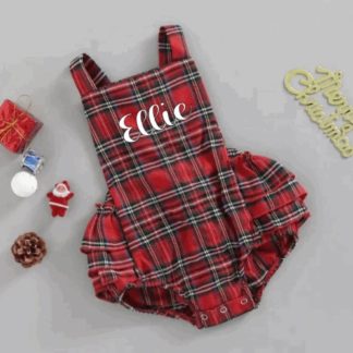 Personalised Christmas Tartan Romper Tartan Design