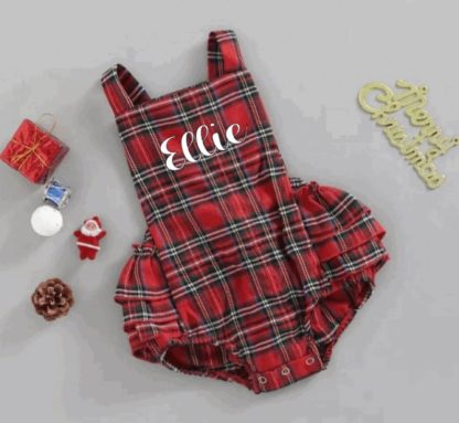 Personalised Christmas Tartan Romper Tartan Design