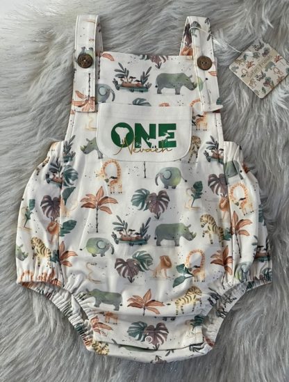 Personalised Safari Animal Baby Romper