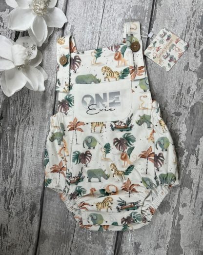 Personalised Safari Animal Baby Romper