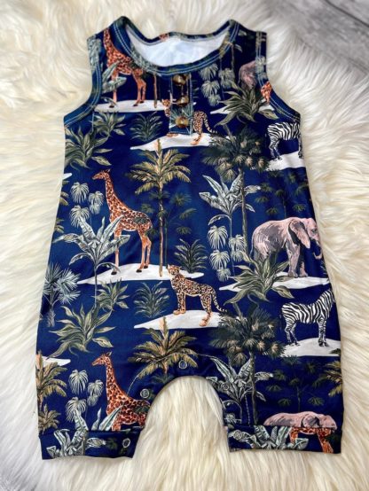 Safari Animal Romper Blue