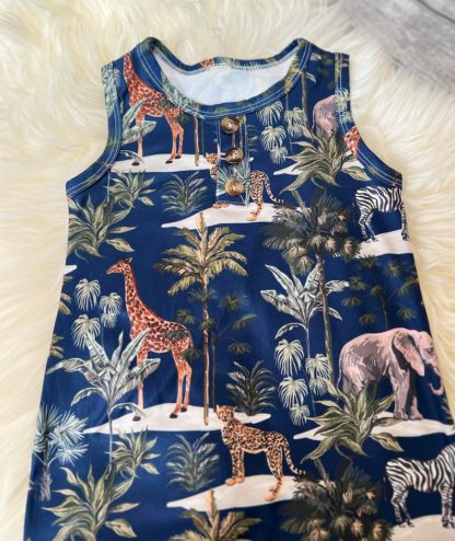 Safari Animal Romper Blue Animals