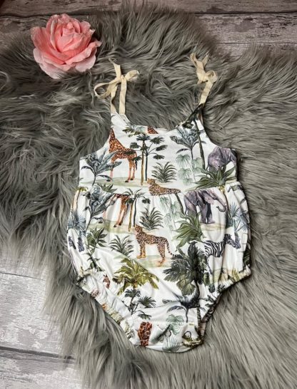 Safari Animal Tie Over Romper