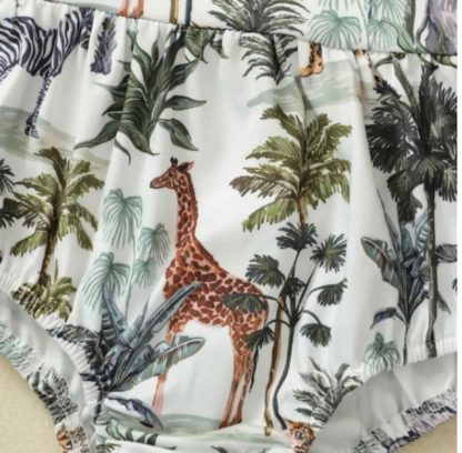 Safari Animal Tie Over Romper Close Up