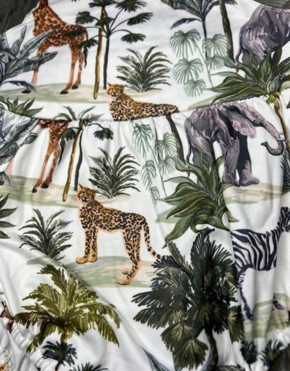 Safari Animal Tie Over Romper Close Up Details