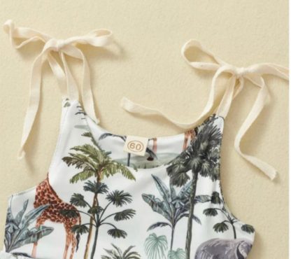 Safari Animal Tie Over Romper Ties