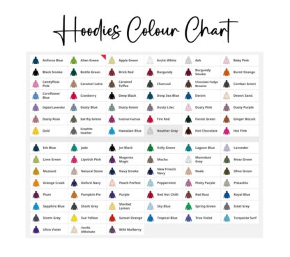 hoodie colour chart 2023