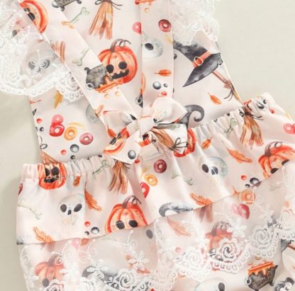 Halloween Baby Romper and Matching Headband Set - Rear