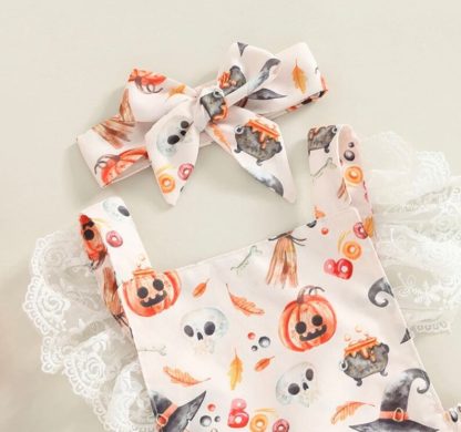 Halloween Baby Romper and Matching Headband Set - Top