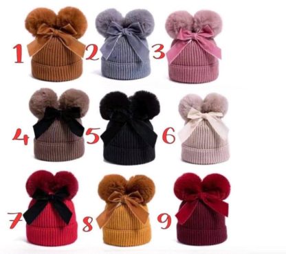 Personalised Double Pom Pom Hat - 9 Colours