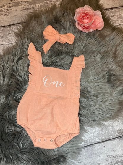 Personalised First Birthday Baby Romper Pink