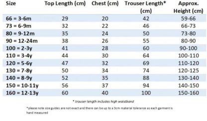 Personalised Girls Tracksuit Size Guide