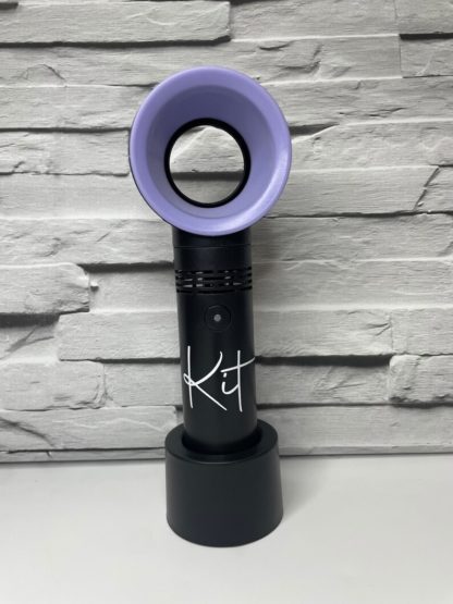 Personalised Hand Held Fan - Black and Purple