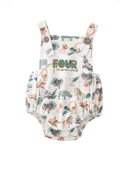 Safari Animal Baby Romper - 3 Designs - Number and Name